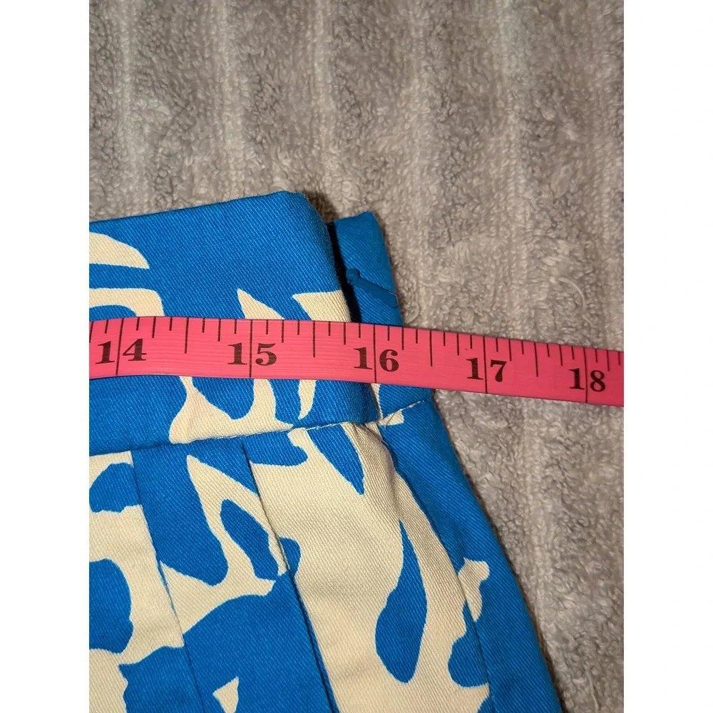 J. Crew Floral Shorts Size 6 Blue Beige Cotton Casual‎ Summer
